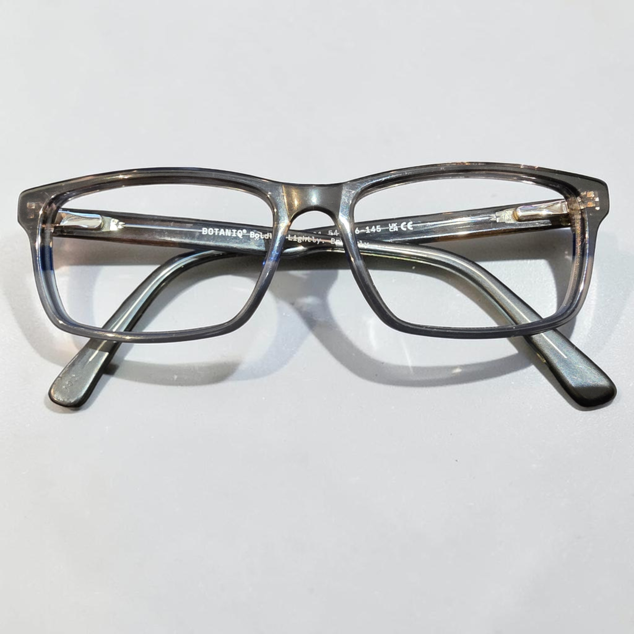 Botaniq Bold Rectangle Glasses Translucent Grey Blue 54-16-145