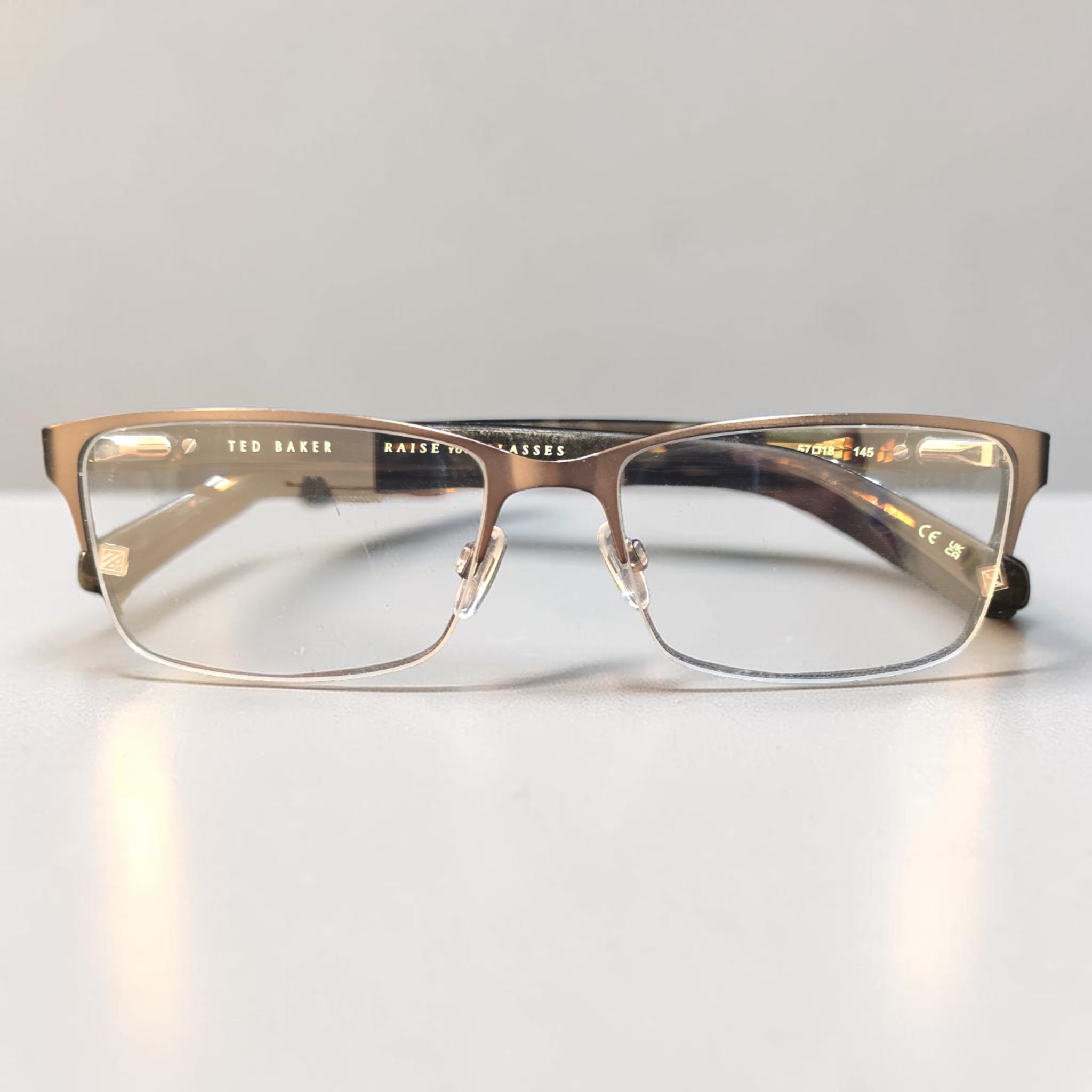 Ted Baker Cory 4246 Half Rim Rectangle Glasses Gunmetal Tortoise