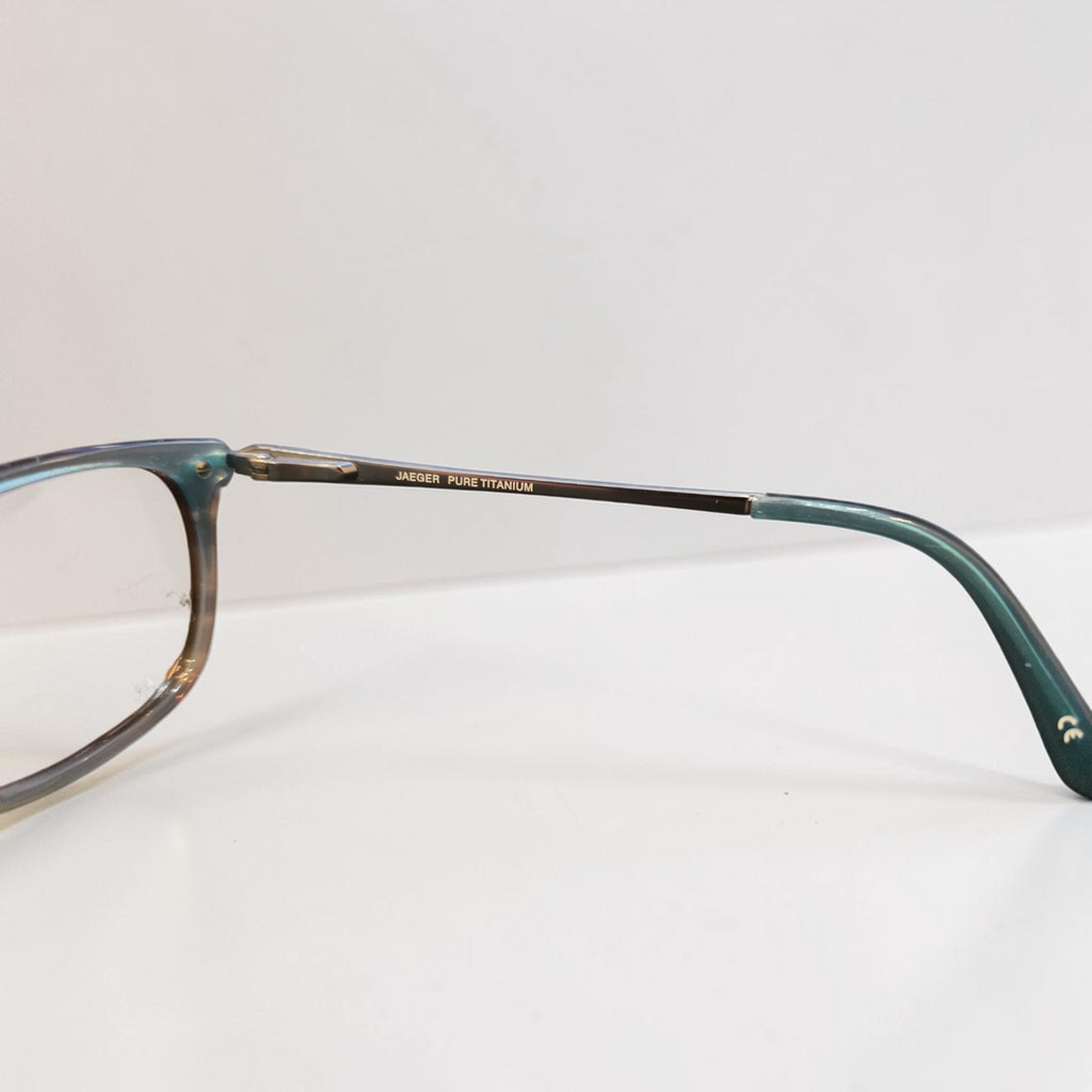 Jaeger MOD.314 Pure Titanium Rectangle Glasses Teal Blue 52-17-130