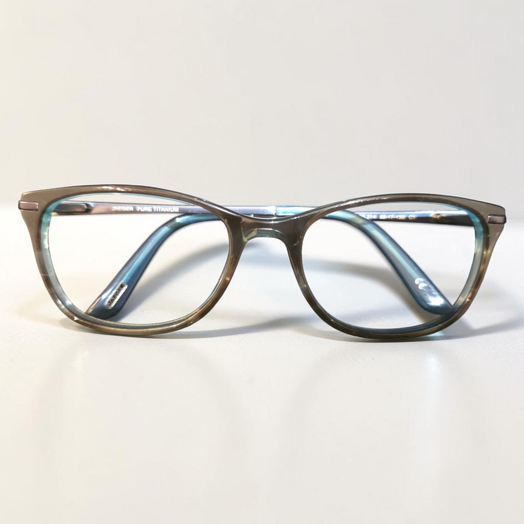 Jaeger MOD.314 Pure Titanium Rectangle Glasses Teal Blue 52-17-130