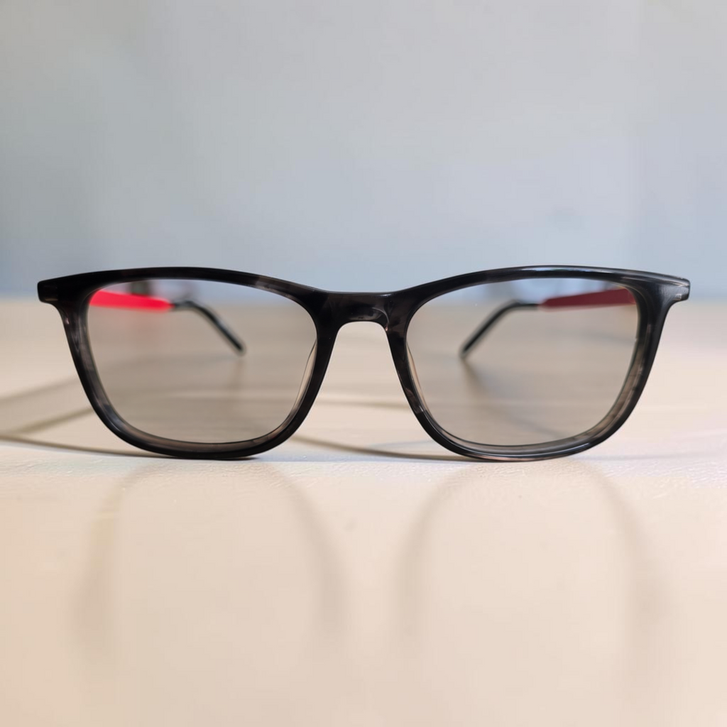 HUGO Boss HG 07 Rectangle Glasses Grey Red Temples