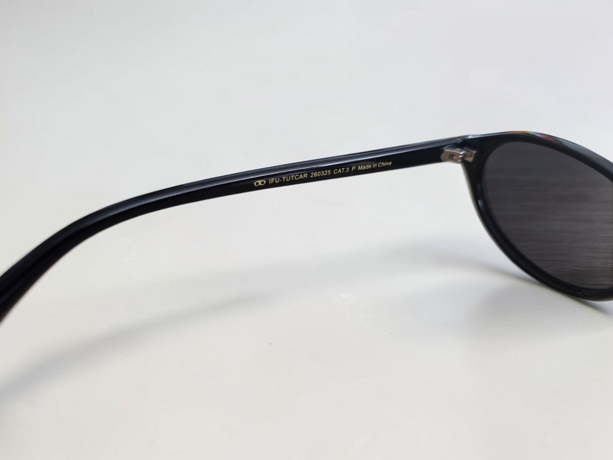 Meller Tutcar Gloss Black Oval Sunglasses – Polarised CAT.3