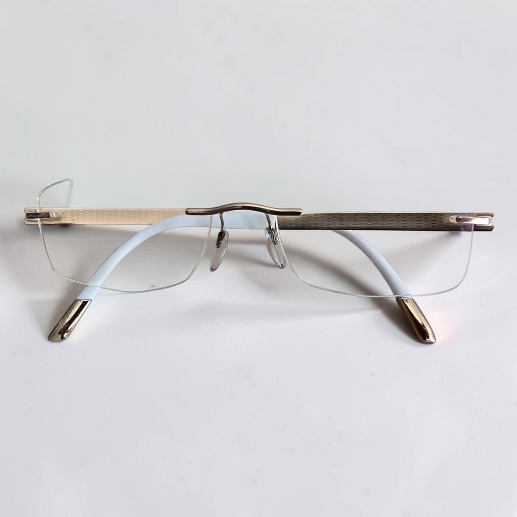 Silhouette Rimless Glasses Rose Gold White Titanium Minimal