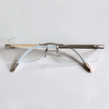 Silhouette Rimless Glasses Rose Gold White Titanium Minimal